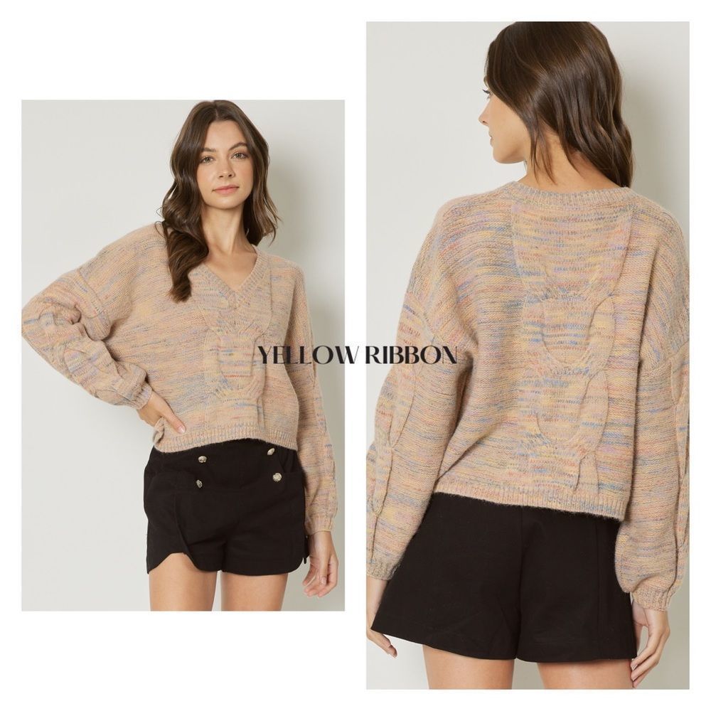 NEW Multi-color Cable Knit Cropped Sweater